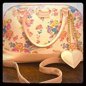 Betsey Johnson white floral satchel